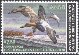 RW49, Canvasbacks Federal Duck Stamp VF OG NH - Stuart Katz