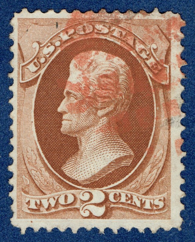 [0776] 1870 Scott#146 2¢  red brown used Red Fancy cancel