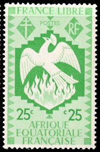 French Equatorial Africa #144  MNH - 25c emerald Phoenix (1941)