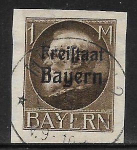 Bavaria - Scott #225 1M Brown Imperf  VF  Used