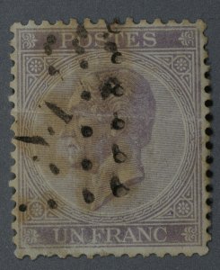 Belgium #17 Used Fine Classic Dots Cancel Crease Above Middle HRM Good Color