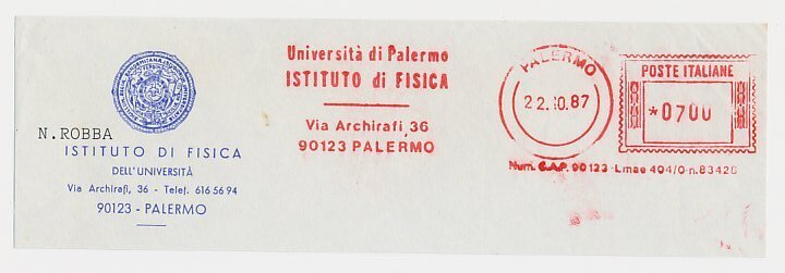 Meter top cut Italy 1987 Institute of Physics - University of Palermo