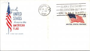 US SPECIAL EVENT CACHETED COVER ALASKA STATEHOOD CELEBRATION SLOGAN 1959 stain