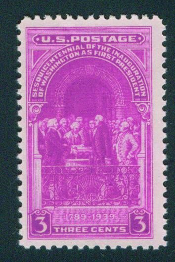 USA Scott 854 MNH** Washington Inaugration 1939 stamp