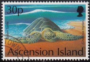 Ascension 1994 used Sc #587 30p Green turtles crawling from sea