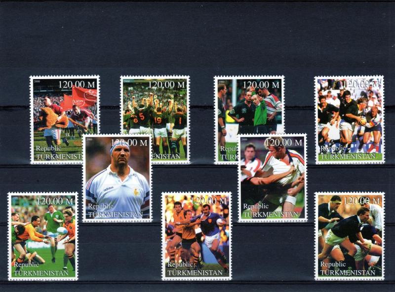 Turkmenistan 2000 Rugby World Cup Set (9)  Perf.MNH VF  