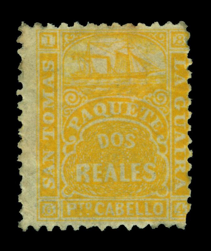 DWI 1864 Steamship - St.Thomas - La Guaira - 2r yellow  Yvert # 10 mint MH