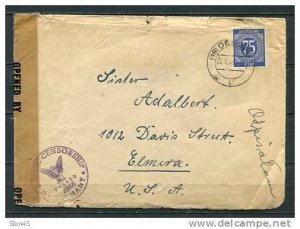 Germany 1946 Cover to USA Censored Numerical Single Usage