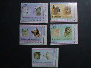 AJMAN STATE STAMP : LOVELY CATS AND DOGS CTO MNH LARGE STAMP SET. RARE;
