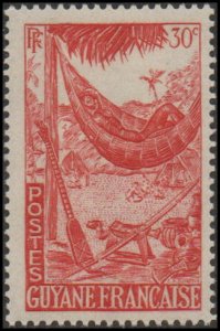 French Guiana 193 - Mint-H - 30c Woman in Hammock (1947)