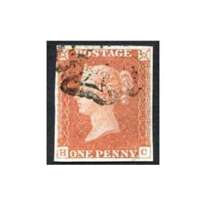 1841 Penny Red (HC) Plate 38 Four Margin Black MX