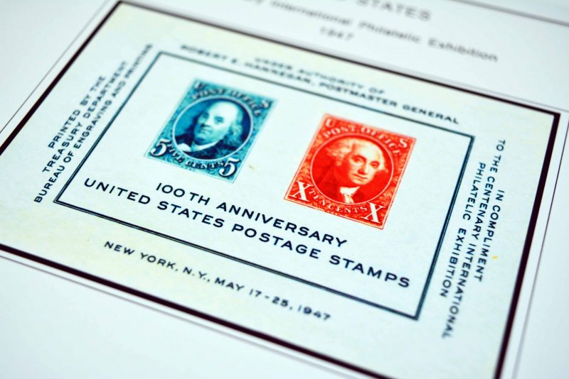 COLOR PRINTED U.S.A. 1920-1965 STAMP ALBUM PAGES (66 illustrated pages)