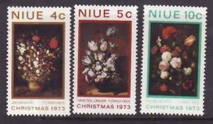 Niue-Sc#160-2-unused hinged set-Flowers-1973-