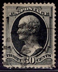 US Stamp #190 30c Full Black Hamilton USED SCV $90. Nice Margins.