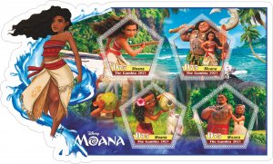 Stamps.Cartoons, Walt Disney. Moana 1+1 sheets perf Gambia