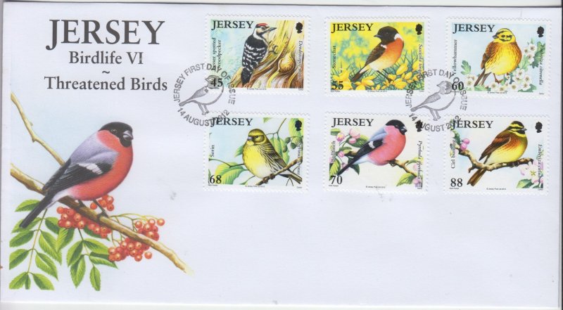 Jersey 2012, 'Birds V1 set of 6,  on FDC