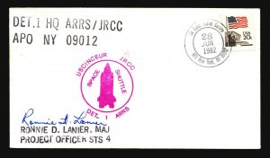 Ronnie Lanier 1982 Signed Space Shuttle DET 1 Cover - Z19027