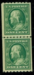 US #390, 1¢ green, p. 8 1/2, Guide Line Pair , og, NH, VF, Scott $72.50