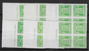 GREAT BRITAIN -  GUERNSEY 1941-42 ½d green Imprint blocks of - 40175