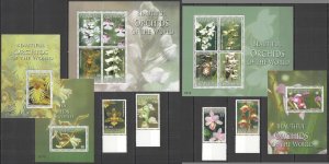 M1230 Grenada Carriacou Beautiful Orchids Flora Flowers 2Kb+3Bl+Set Mnh