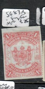 NORTH BORNEO $1 ARMS  IMPERF SINGLE SG 83B    MNG        PP1128H