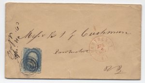 1863 Pawtucket RI #63 1 cent 1861 issue drop rate cover [6625]