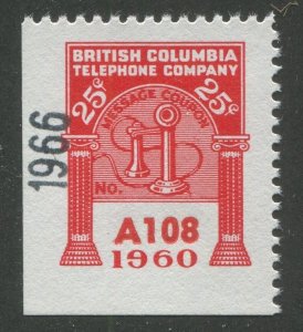 Canada Revenue BCT209 Mint British Columbia Telephone Frank