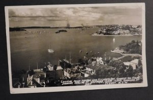 1935 Air Mail Postcard Cover Sydney NSW Australia to Vienna Austria Harbor RPPC