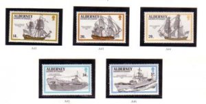 Alderney Sc 55-59 1990 Ships stamp set  mint NH