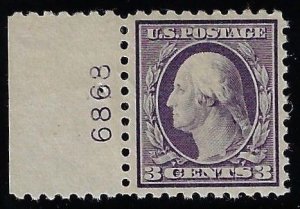 Scott #426 - $40.00 – VF/XF-OG-LH – Left margin plate # single. Extremely fresh.