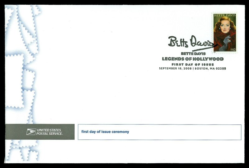 Scott 4350 42c Bette Davis First Day Cover with Ceremony Program Insert