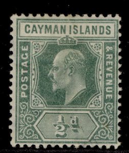 CAYMAN ISLANDS EDVII SG25, ½d green, M MINT.