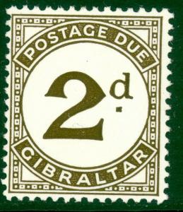 GIBRALTAR 1956 QE2 2d Postage Due VARIETY LARGE 2 Sc J2 Var SG No. D2a MNH