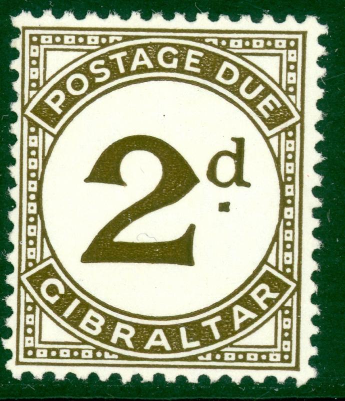 GIBRALTAR 1956 QE2 2d Postage Due VARIETY LARGE 2 Sc J2 Var SG No. D2a MNH