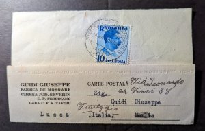 1940 Romania Cover to Lucca Italy Guidi Guiseppe