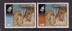 Aitutaki-Sc#382.384 unused  NH 1/2 set-Paintings-Space-id2-1985-