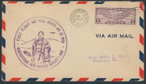 C12 Air Mail; First Flight cover; Albuquerque cachet -- See details and scans