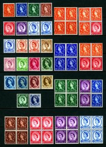 Great Britain 1952-1967 1/2D-1'6, Queen Elizabeth II Wilding Portrait Set, Mint