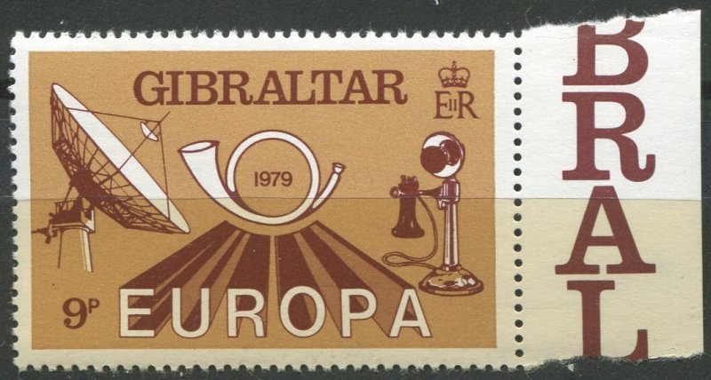 Gibraltar  Sc#383 MNH, 9p lt brn & red brn, Europa (C.E.P.T.) 1979 - Communic...