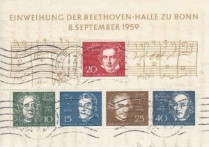 Germany Beethoven Hall Souvenir Sheet Used