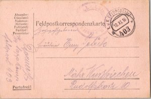 Austria Soldier's Free Mail 1916 K.u.K. Feldpostamt 403 Feldpost Card to Mahr...