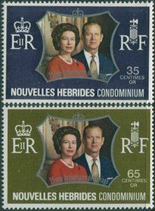 New Hebrides French 1972 SGF187-F188 Royal Silver Wedding set MNH