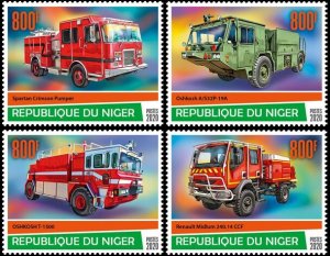 NIGER - 2020 - Fire Engines - Perf 4v Set - Mint Never Hinged