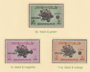 BAHAWALPUR 1949 UPU Official set of 3 overprinted SPECIMEN in black (bogus)