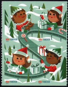 SC#5722-25 (Forever) Holiday Elves Block of Four (2022) SA