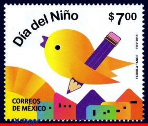 2822 MEXICO 2013 CHILDREN'S DAY, BIRDS, CHILDREN DRAWIN, MNH