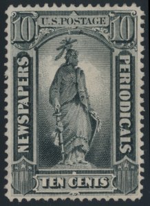 US PR15 10c 1875 Newspaper stamp Statue of Freedom VF unused no gum PF cert