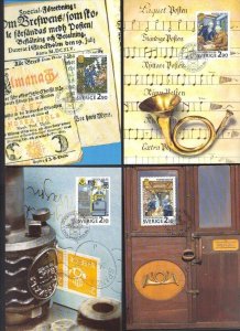 SWEDEN 1980-86 TEN FDC's STAMPS & BOOKLETS ON COVERS POST CARDS WITH BROCHURE