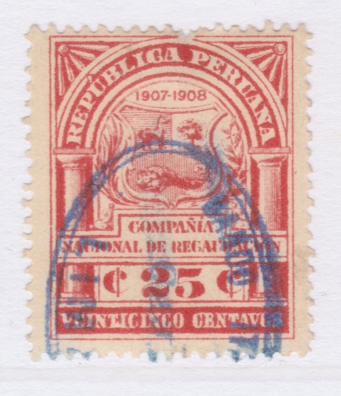 PERU Revenue Stamp Used Tax Mark Fiscal PEROU Stamp Fiscal A27P42F24757-