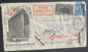 1931 New York USA Hotel Advertising Special Delivery Cover To Berlin Germany